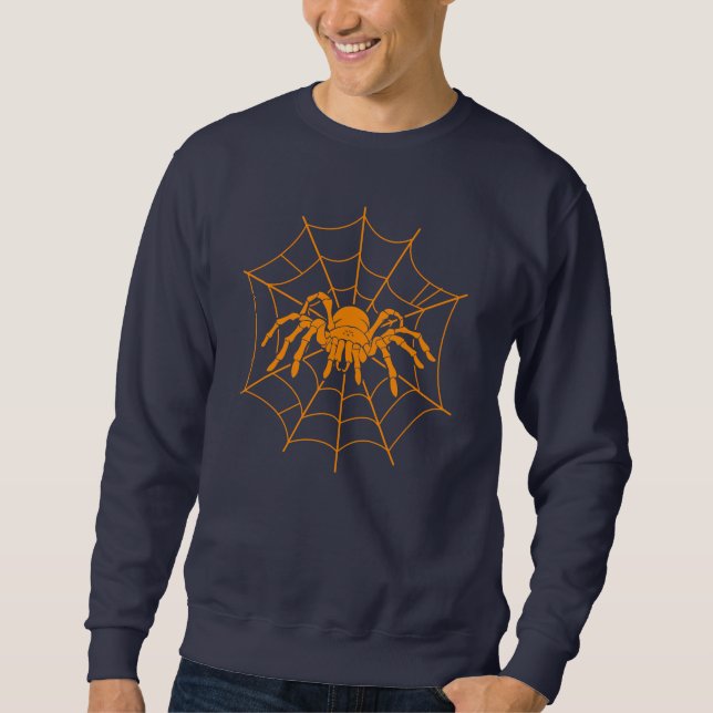 Sweatshirt Éffrayant Halloween effrayant Orange Spider Web (Devant)
