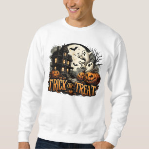 Sweatshirt Éffrayante nuit d'Halloween avec fantômes et citro