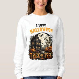 Sweatshirt Éffrayante nuit d'Halloween avec fantômes et citro