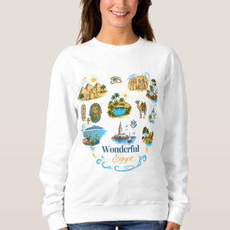 Sweatshirt "Égypte merveilleuse" Collage de voyage illustré