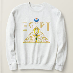 Sweatshirt égyptien, Ankh, Pyramide et Scarab bleu