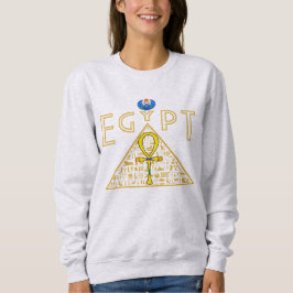 Sweatshirt égyptien, Ankh, Pyramide et Scarab bleu