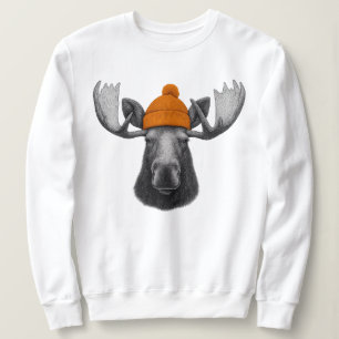 Sweatshirt Élan mâle portant un bonnet – Équipe de la faune m