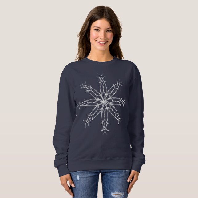 Sweatshirt Élégant flocon de neige de Noël sophistiqué - Bleu (Devant entier)