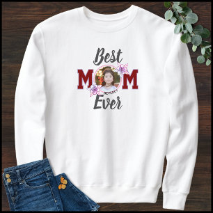 Sweatshirt Élégant Nom et 1 Photo Meilleure Maman