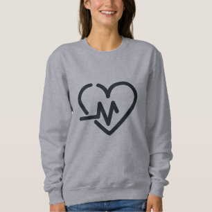 Sweatshirt Élégante ligne battement de coeur femmes gris