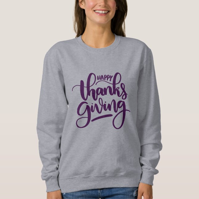 Sweatshirt Élégante typographie de Bon thanksgiving (Devant)
