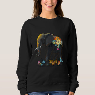 Sweatshirt Elephant Animal Africa Flowers Elephant 3
