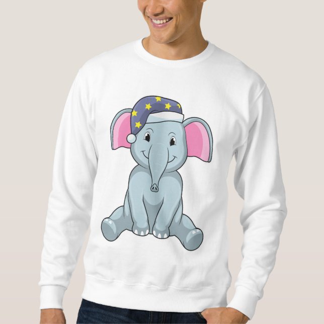 Sweatshirt Eléphant au coucher avec casquette de nuit (Devant)