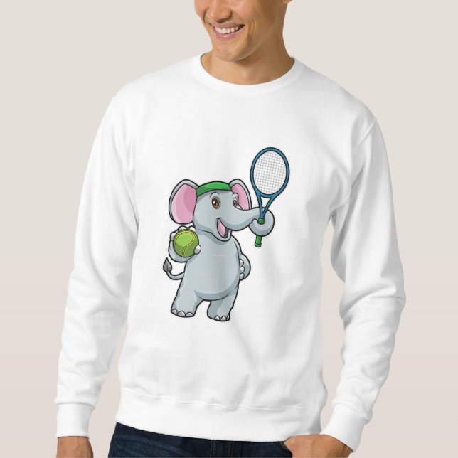 Sweatshirt Elephant au Tennis avec raquette de tennis (Devant)