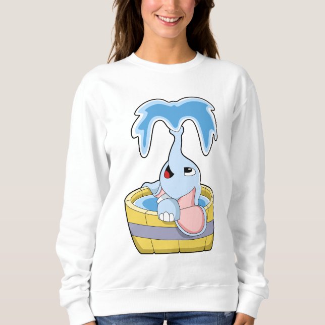 Sweatshirt Eléphant avec baignoire remplie d'eau (Devant)
