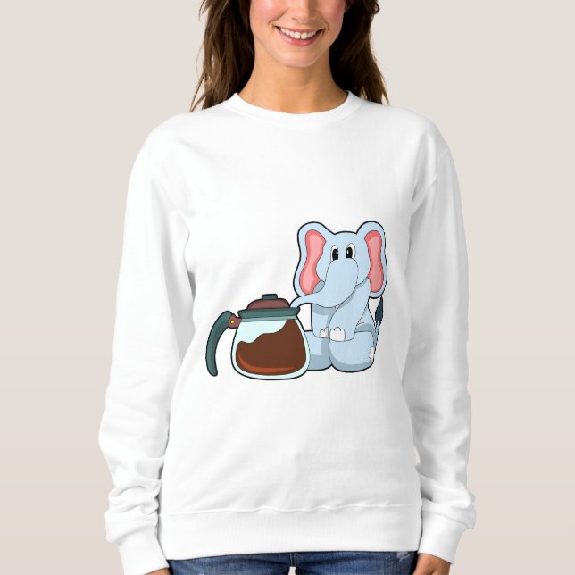 Sweatshirt Éléphant avec cafetière (Devant)