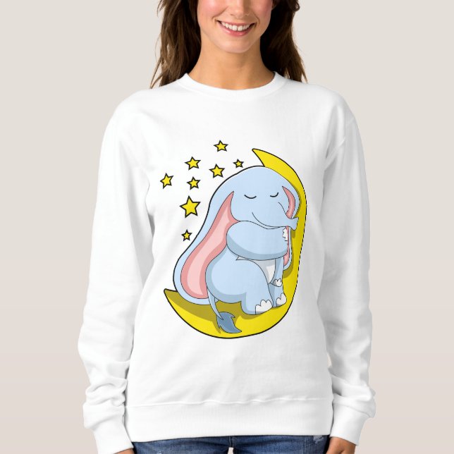Sweatshirt Eléphant avec lune et étoiles (Devant)