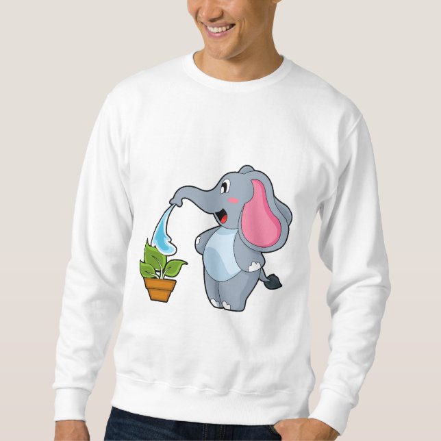 Sweatshirt Éléphant avec Plante (Devant)