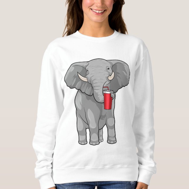 Sweatshirt Eléphant Boire de la tasse (Devant)