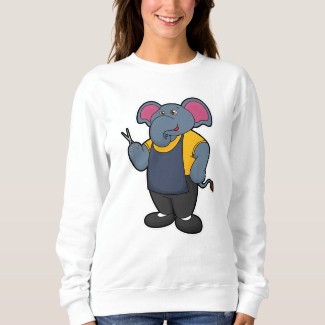Sweatshirt Elephant coiffeur avec ciseaux (Devant)