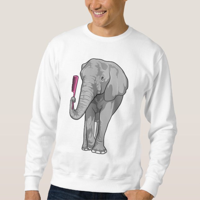 Sweatshirt Éléphant coiffeur avec peigne (Devant)