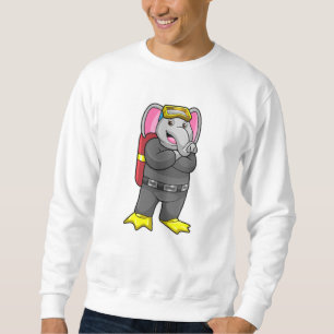 Sweatshirt Elephant comme plongeur avec lunettes de plongée