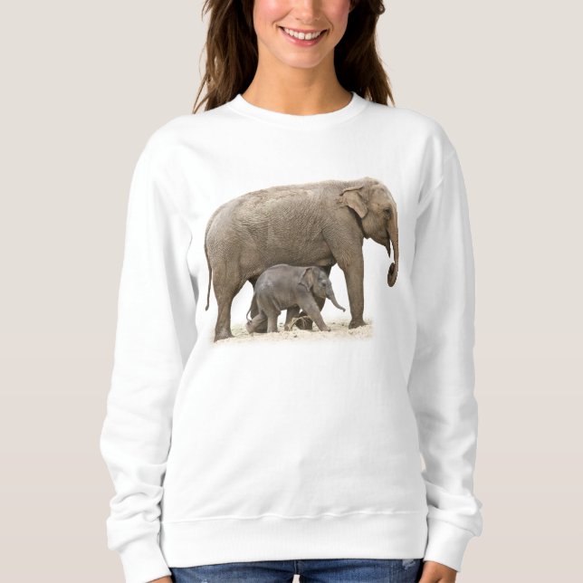 Sweatshirt Éléphant de maman et de bébé (Devant)