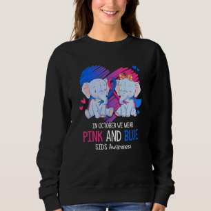 Sweatshirt Éléphant En Octobre Nous Portons Rose Et Bleu Sids