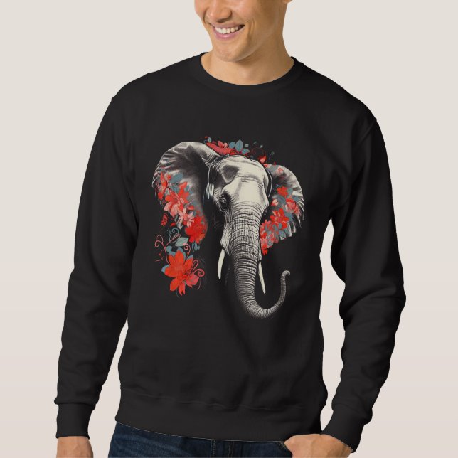 Sweatshirt Elephant Flowers Music Animal Elephant (Devant)