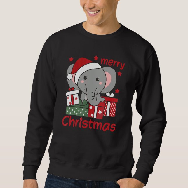 Sweatshirt Elephant Merry Christmas Winter Elephant Christmas (Devant)