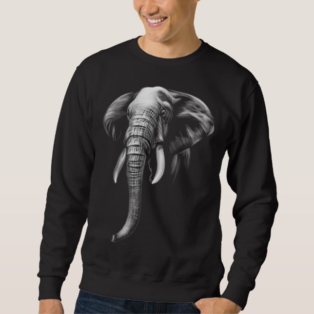 Sweatshirt Elephant Minimal Animal Line Realistic Modern (Devant)
