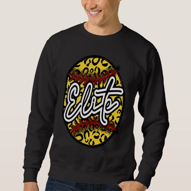 Sweatshirt ELITE Leopard Cheetah Softball Team Trendy Cute Wo (Devant)