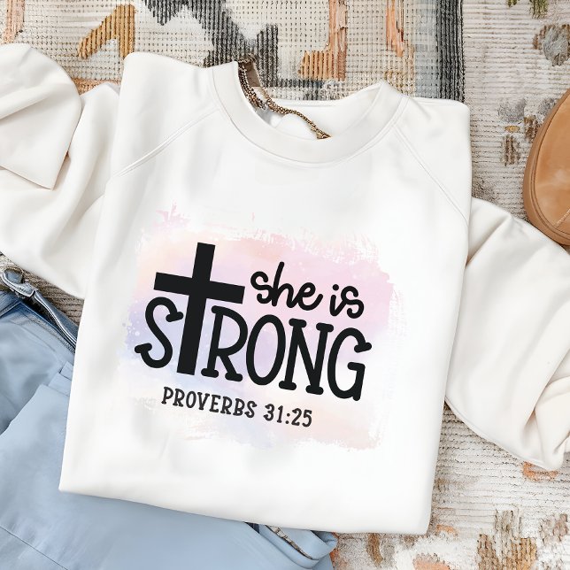 Sweatshirt Elle est forte Bible contre femme (Créateur téléchargé)