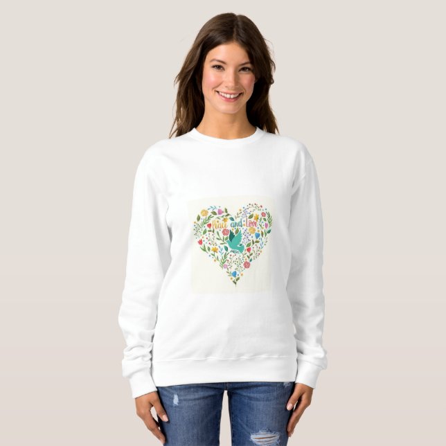 Sweatshirt Embrasser l'harmonie : Pièce et T-shirt d'amour (Devant entier)