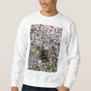Sweatshirt Emma en fleurs II, petit chat tigré gris de Kitty