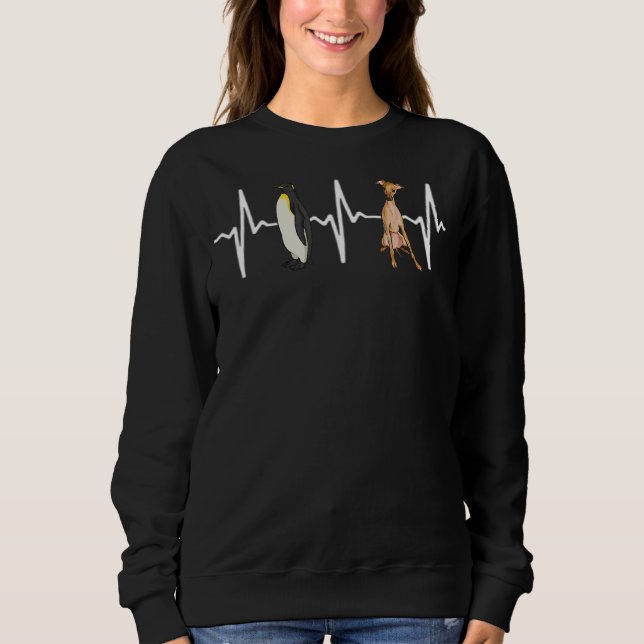 Sweatshirt Empereur Penguin Italien Greyhound Heartbeat Chien (Devant)