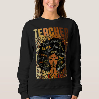 Sweatshirt Empreinte de léopard Black Smart Enseignant Afro L