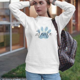 Sweatshirt Empreinte de patte bleu Chien maman Col crépuscula