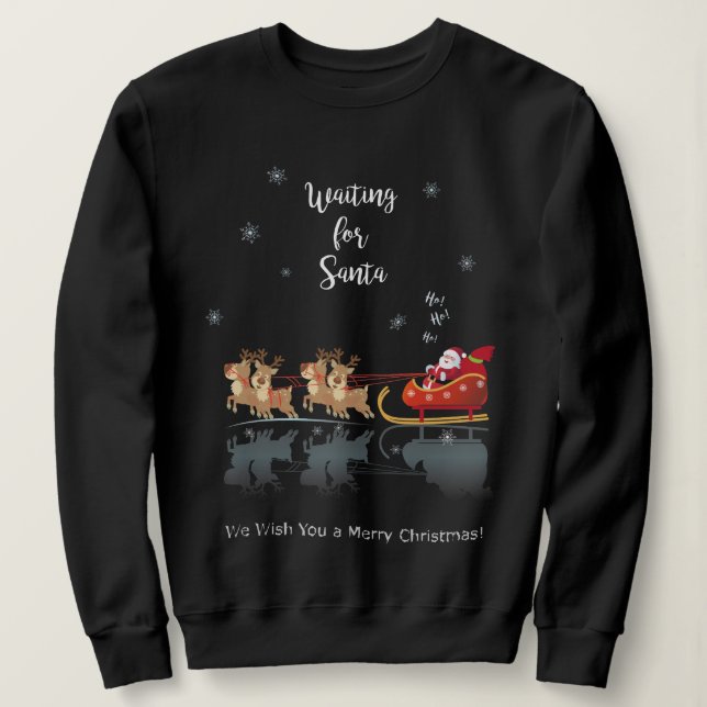 Sweatshirt En attendant Père Noël Ho ! Ho ! Ho ! Vacances d'h (Design devant)
