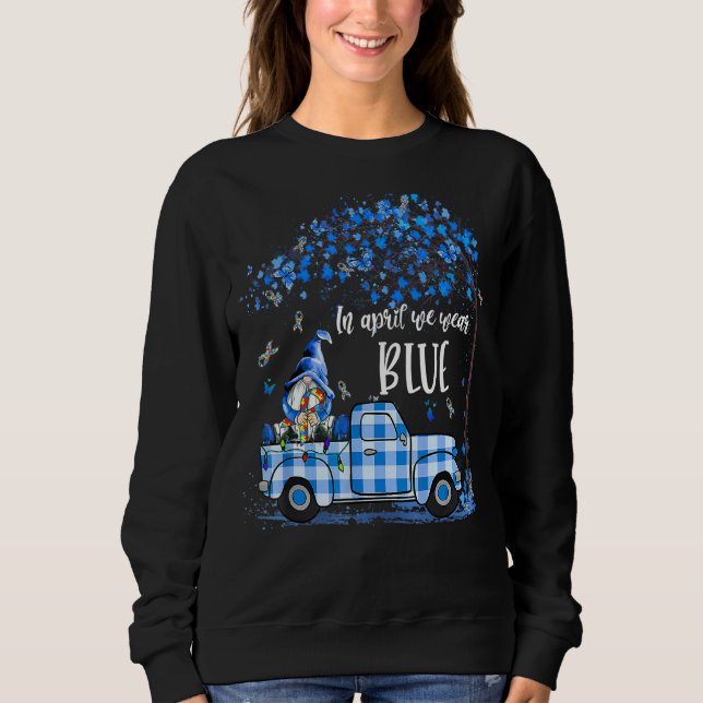 Sweatshirt En Avril Nous Portons Bleu Sensibilisation sur l'a (Devant)