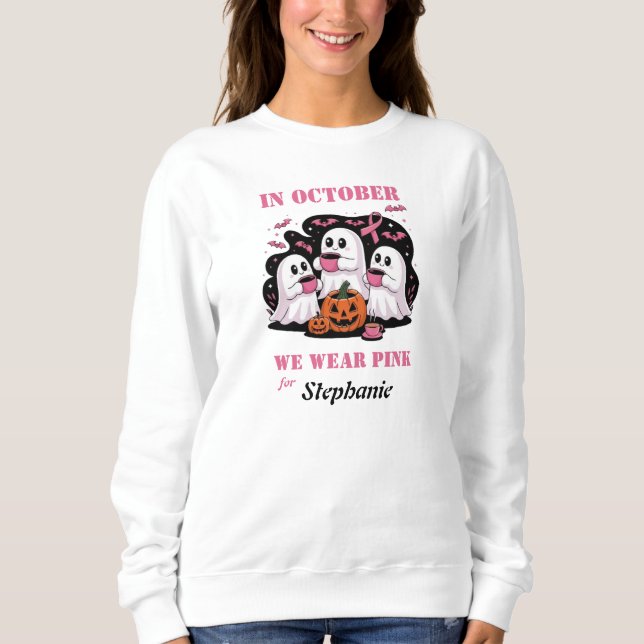 Sweatshirt En octobre, nous portons du rose pour le nom perso (Devant)