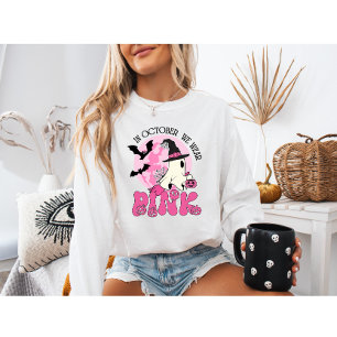 Sweatshirt En Octobre nous portons Pink Ghost Halloween