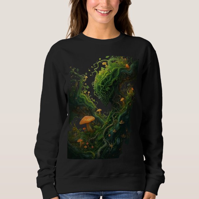 Sweatshirt Enchanted Fantasy Mushroom Forest Glowing Fungi (Devant)