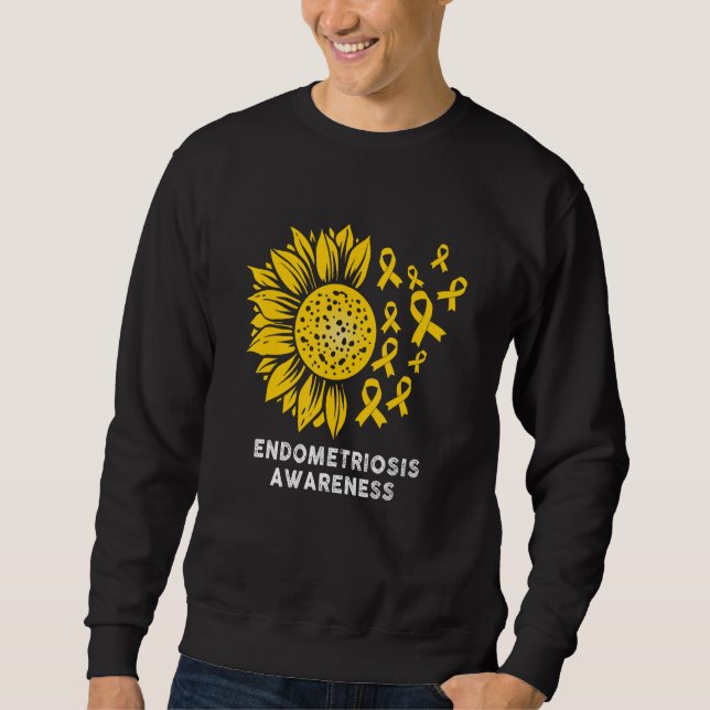 Sweatshirt Endometriosis Awareness sunflower with Yellow Ribb (Devant)