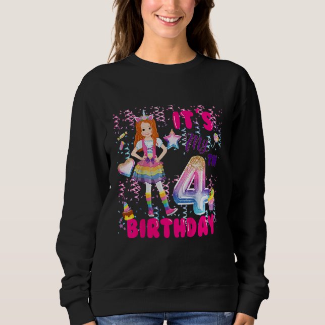 Sweatshirt Enfants 4e anniversaire Filles 4 ans Red Haired 4e (Devant)