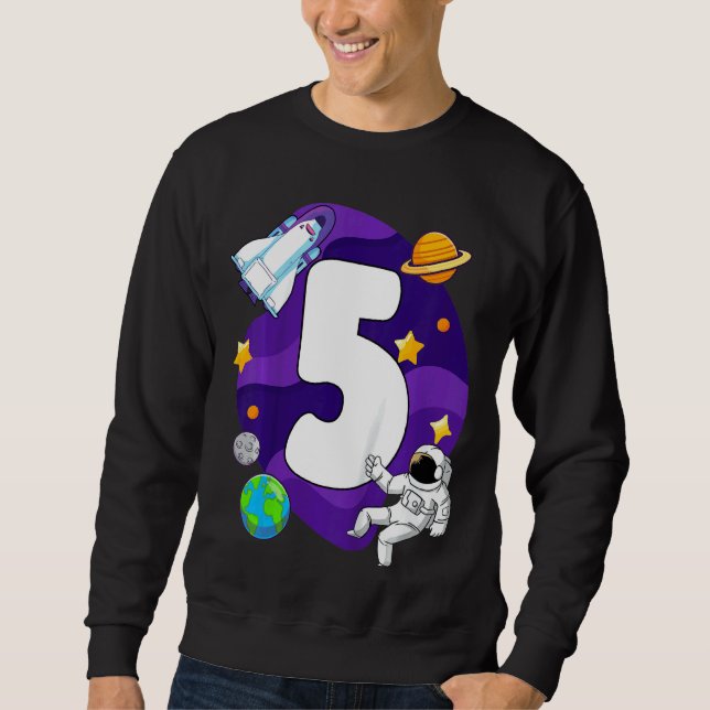 Sweatshirt Enfants 5e Anniversaire Espace Cinq Ans Avenir Ave (Devant)