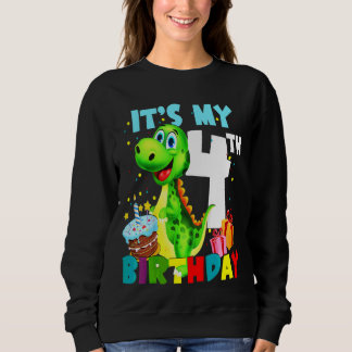 Sweatshirt Enfants C'Est Mon 4e Anniversaire Garçons Heureux