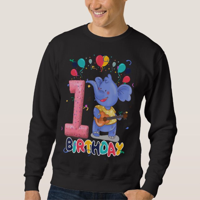 Sweatshirt Enfants Elephant Anniversaire fête 1 An Garçon 1th (Devant)