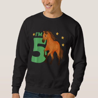 Sweatshirt Enfants Enfants 5e anniversaire Cheval Cinq ans Ri