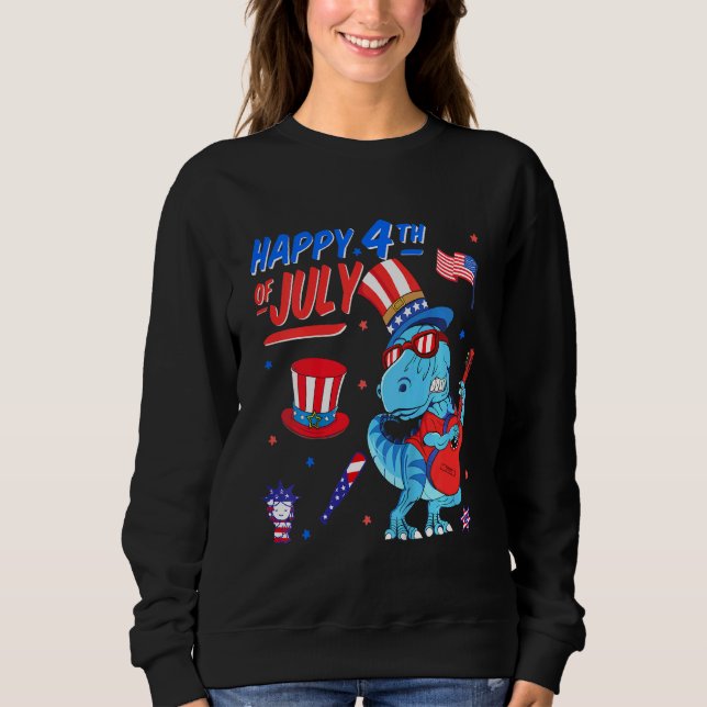 Sweatshirt Enfants Joyeux 4 juillet T-Rex Dino Dinosaur Baby  (Devant)