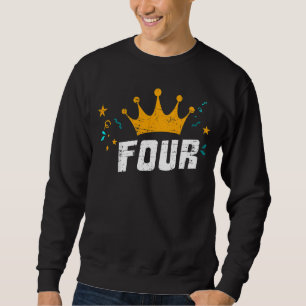 Sweatshirt Enfants Mon quatrième anniversaire avec Couronne e
