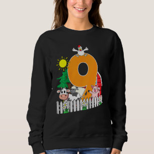 Sweatshirt Enfants Neuvième 9e anniversaire ferme animal vach