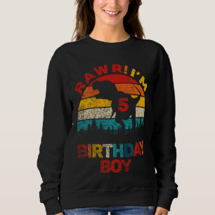 Sweatshirt Enfants Rawr Im 5 Dinosaur 5e anniversaire garçon