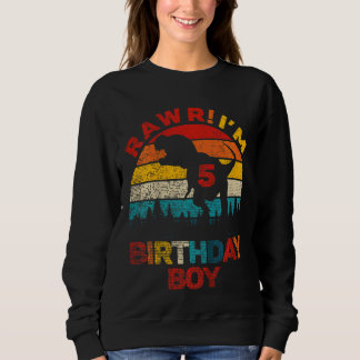 Sweatshirt Enfants Rawr Im 5 Dinosaur 5e anniversaire garçon 
